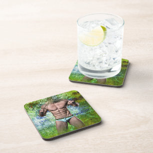 SlipperyJoe's highly muscular adult man shirtless  Coaster