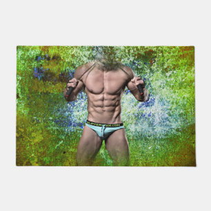SlipperyJoe's highly muscular adult man shirtless  Doormat