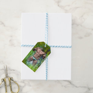 SlipperyJoe's highly muscular adult man shirtless Gift Tags