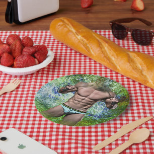 SlipperyJoe's highly muscular adult man shirtless Paper Plate