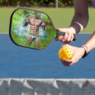 SlipperyJoe's highly muscular adult man shirtless  Pickleball Paddle