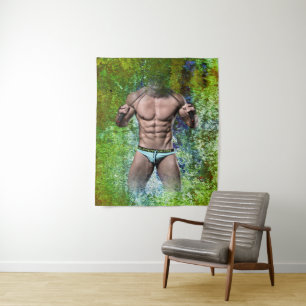 SlipperyJoe's highly muscular adult man shirtless  Tapestry