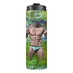 SlipperyJoe's highly muscular adult man shirtless  Thermal Tumbler