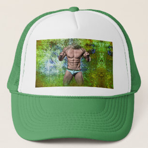 SlipperyJoe's highly muscular adult man shirtless  Trucker Hat