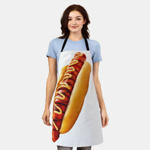 SlipperyJoe's hot dog nestled soft bun vibrant yel Apron