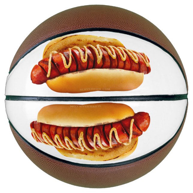 SlipperyJoe's hot dog nestled soft bun vibrant yel Basketball (Front)
