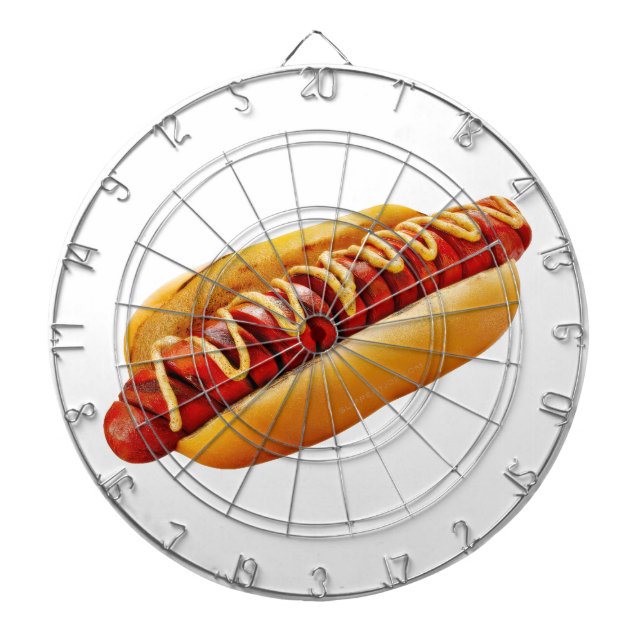 SlipperyJoe's hot dog nestled soft bun vibrant yel Dartboard (Front)