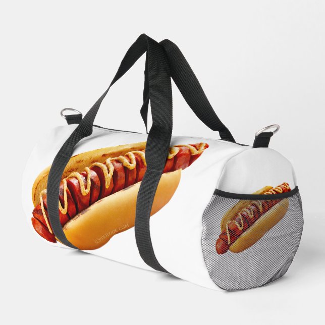 SlipperyJoe's hot dog nestled soft bun vibrant yel Duffle Bag (Right Corner)