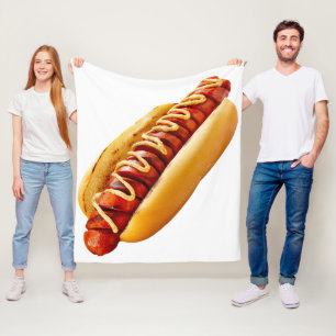 SlipperyJoe's hot dog nestled soft bun vibrant yel Fleece Blanket