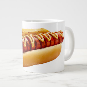 SlipperyJoe's hot dog nestled soft bun vibrant yel Large Coffee Mug