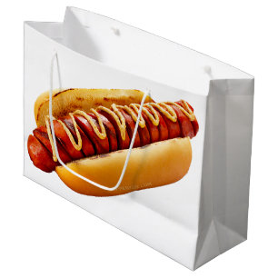 SlipperyJoe's hot dog nestled soft bun vibrant yel Large Gift Bag
