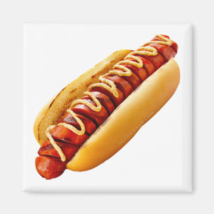 SlipperyJoe's hot dog nestled soft bun vibrant yel Magnet