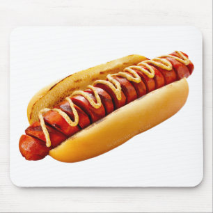 SlipperyJoe's hot dog nestled soft bun vibrant yel Mouse Mat