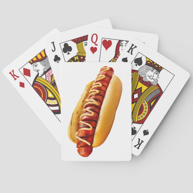 SlipperyJoe's hot dog nestled soft bun vibrant yel Playing Cards (Back)