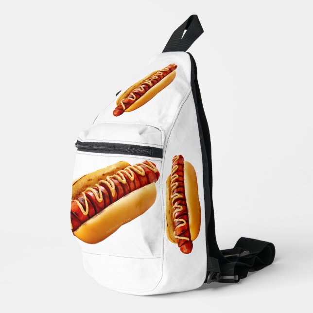 SlipperyJoe's hot dog nestled soft bun vibrant yel Sling Bag (Right Corner)