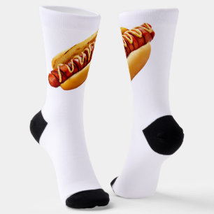 SlipperyJoe's hot dog nestled soft bun vibrant yel Socks