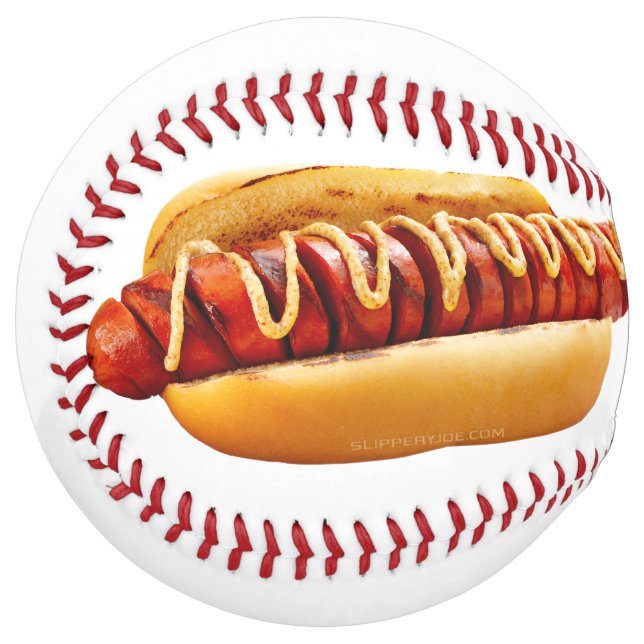 SlipperyJoe's hot dog nestled soft bun vibrant yel Softball (Front Left)