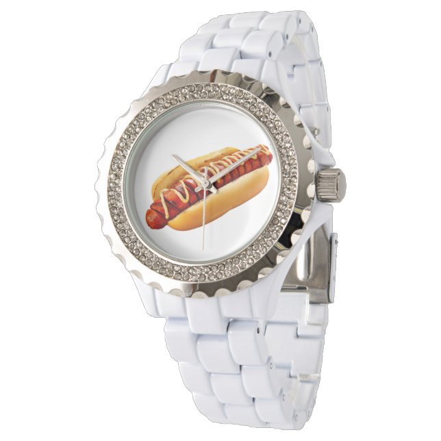 SlipperyJoe's hot dog nestled soft bun vibrant yel Watch (Angled)