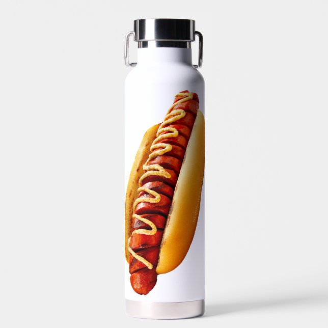 SlipperyJoe's hot dog nestled soft bun vibrant yel Water Bottle (Front)