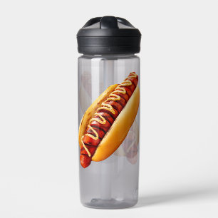 SlipperyJoe's hot dog nestled soft bun vibrant yel Water Bottle