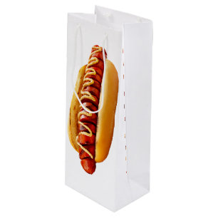 SlipperyJoe's hot dog nestled soft bun vibrant yel Wine Gift Bag