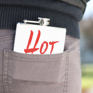 SlipperyJoe's hot mussy bold vivid red text brushs Hip Flask