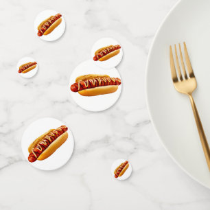 SlipperyJoe's Hotdog mustard sliced meat bun grill Confetti
