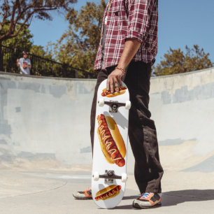 SlipperyJoe's Hotdog mustard sliced meat bun grill Skateboard