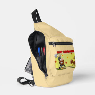 SlipperyJoe's humourous Thanksgiving theme funny c Sling Bag