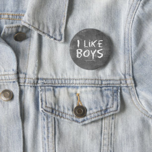 SlipperyJoe's I Like Boys dirty chalkboard dark te 6 Cm Round Badge