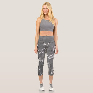 SlipperyJoe's I Like Boys dirty chalkboard dark te Capri Leggings