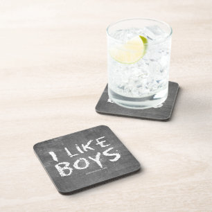 SlipperyJoe's I Like Boys dirty chalkboard dark te Coaster