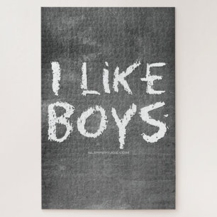 SlipperyJoe's I Like Boys dirty chalkboard dark te Jigsaw Puzzle