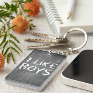 SlipperyJoe's I Like Boys dirty chalkboard dark te Key Ring