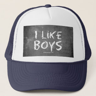 SlipperyJoe's I Like Boys dirty chalkboard dark te Trucker Hat