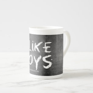 SlipperyJoe's I like boys dirty chalkboard writing Bone China Mug