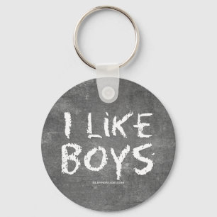 SlipperyJoe's I Like Boys dirty Chalkboard writing Key Ring