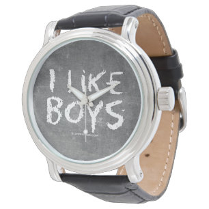 SlipperyJoe's I like boys dirty chalkboard writing Watch