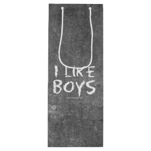 SlipperyJoe's I like boys dirty chalkboard writing Wine Gift Bag