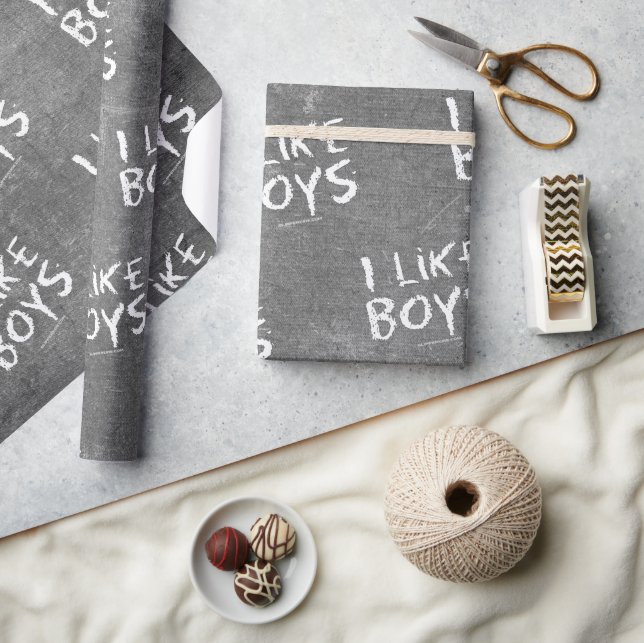 SlipperyJoe's I Like Boys dirty Chalkboard writing Wrapping Paper (Crafts)