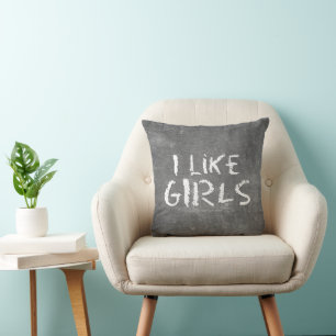 SlipperyJoe's I Like Girls dirty chalkboard dark t Cushion