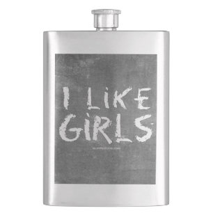 SlipperyJoe's I Like Girls dirty chalkboard dark t Hip Flask