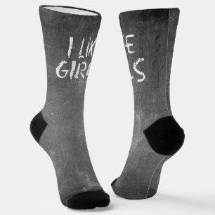 SlipperyJoe's I like girls dirty chalkboard writin Socks