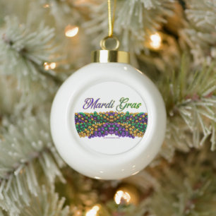 SlipperyJoe's iconic Mardi Gras–themed image elega Ceramic Ball Christmas Ornament