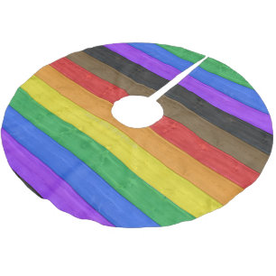 SlipperyJoe's Inclusive gay pride flag textured ru Brushed Polyester Tree Skirt