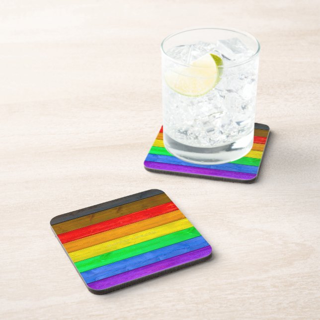 SlipperyJoe's Inclusive gay pride flag textured ru Coaster (Right Side)