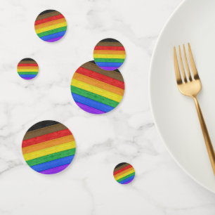 SlipperyJoe's Inclusive gay pride flag textured ru Confetti