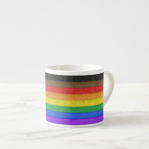 SlipperyJoe's Inclusive gay pride flag textured ru Espresso Cup