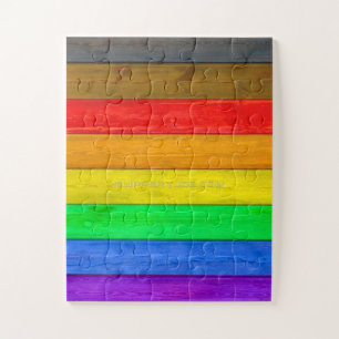 SlipperyJoe's Inclusive gay pride flag textured ru Jigsaw Puzzle