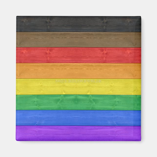 SlipperyJoe's Inclusive gay pride flag textured ru Magnet (Front)
